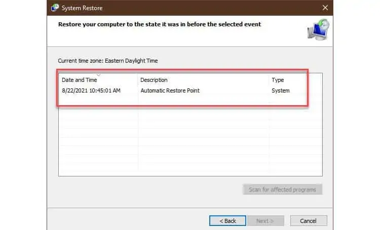How to Fix "Not Enough Storage Is Available to Process This Command" 25 system-restore-point