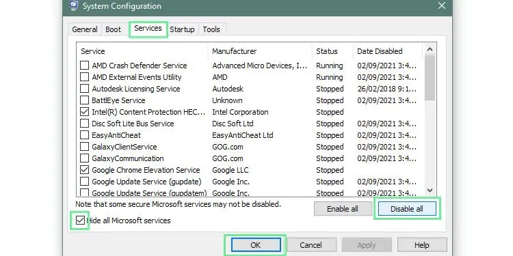 Quick 11 Solutions to Minecraft Launcher Not Working 6 win10-msconfig-services