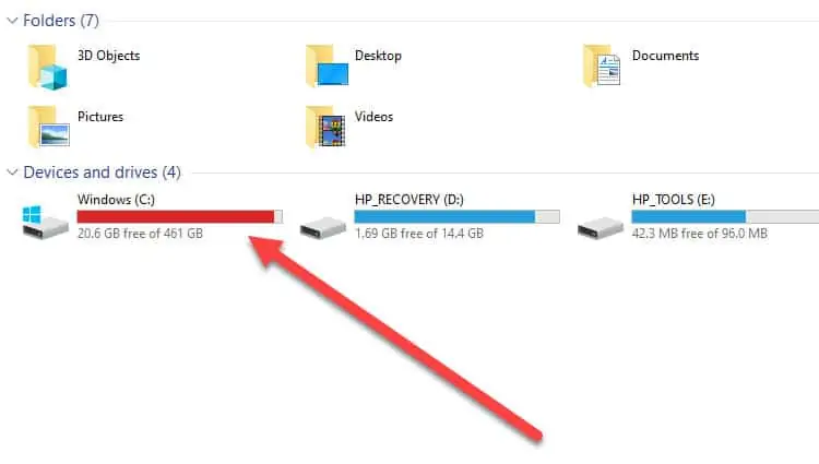 How to Fix "Not Enough Storage Is Available to Process This Command" 1 C-drive-space