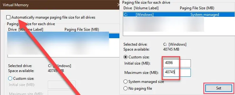 How to Fix "Not Enough Storage Is Available to Process This Command" 31 change-page-size-custom