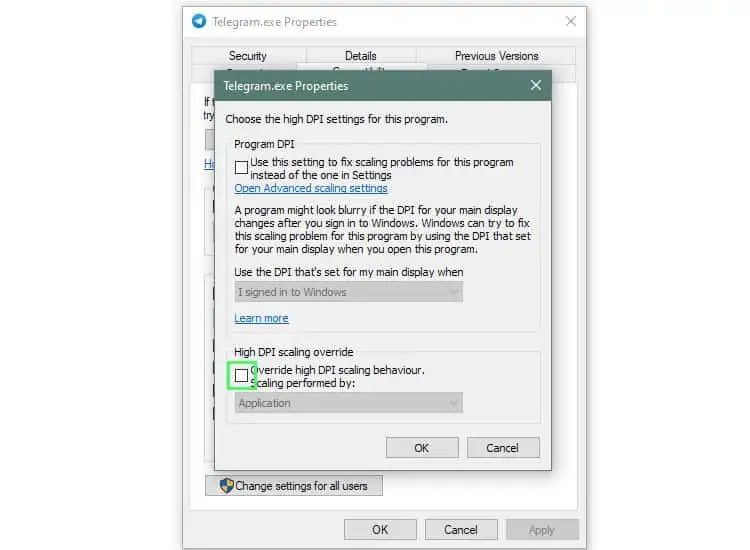 How to Fix Display Scaling Issues 16 override-DPI-setting