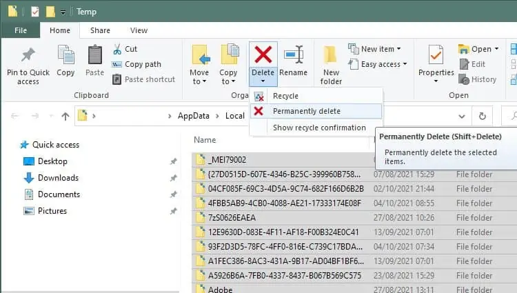 How to Fix "Not Enough Storage Is Available to Process This Command" 10 temp-folder-clearing