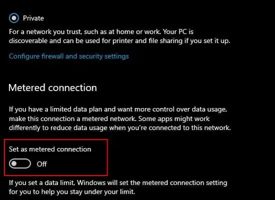 Metered-Connection-Off