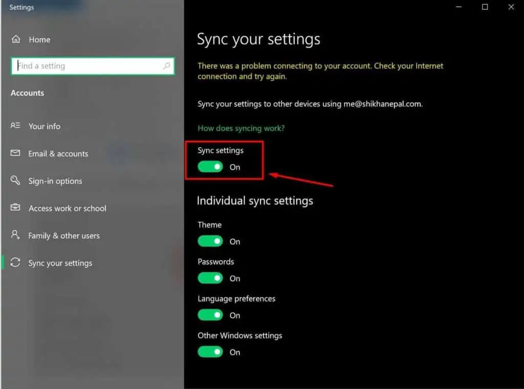 Why do Web Pages Load Slowly - How to Fix It 40 Sync-Settings-On-1024x761