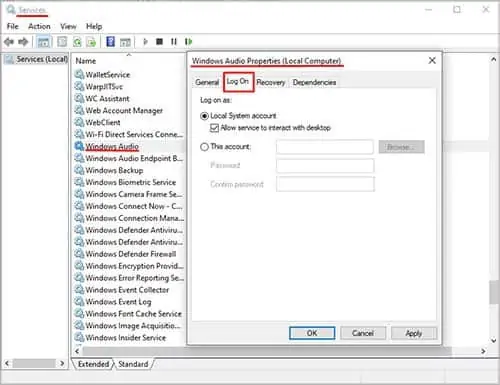 How to Fix Audio Service Not Running 47 allow-service-to-interact-with-desktop
