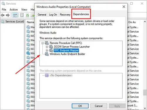 How to Fix Audio Service Not Running 31 dependencies-tab