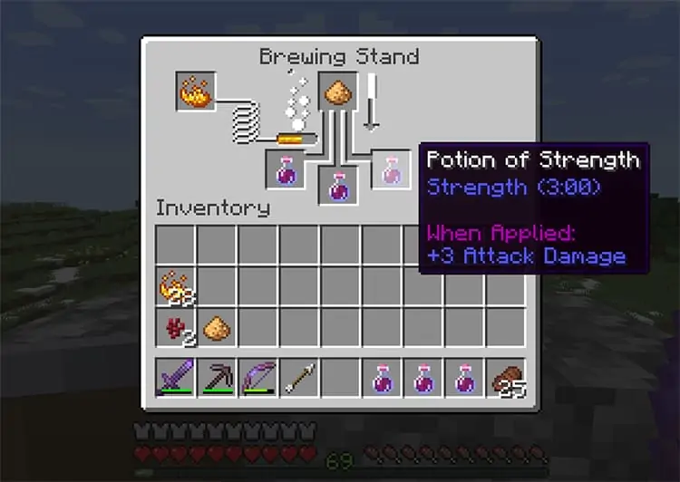 How to make Strength Potions in Minecraft? 8 glowstone-on-strength