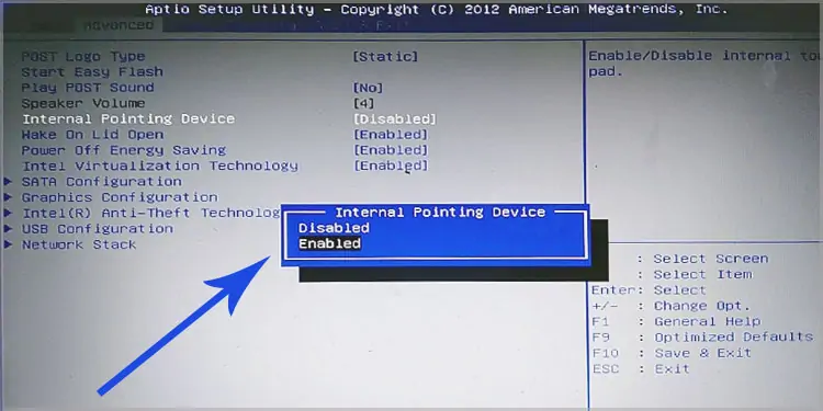 Mouse Cursor Disappeared in Windows? 14 Ways To Fix 3 internal-pointing-device-bios