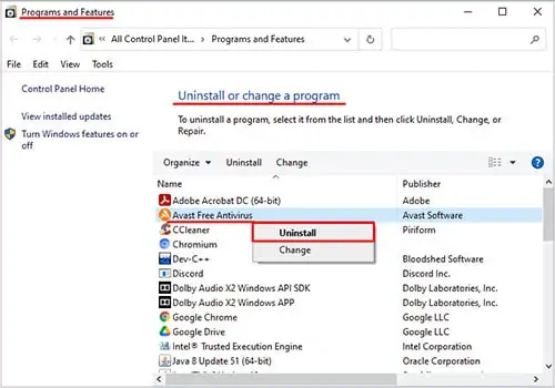 How to Fix "Critical Error Your Start Menu Isn't Working" 3 uninstall-antivirus