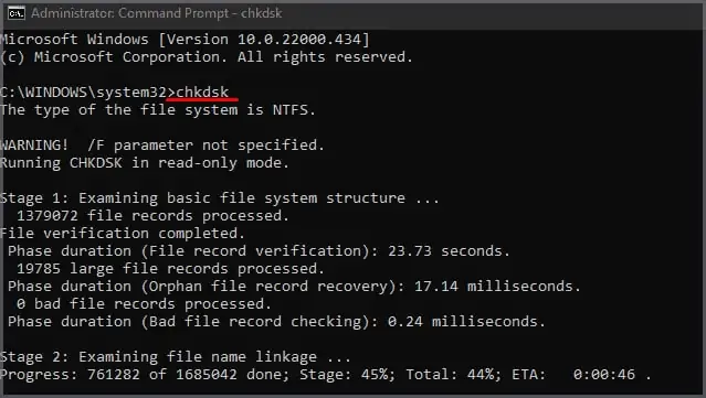 PC Randomly Turns Off? 11 Ways To Fix It 12 running-chkdsk-command