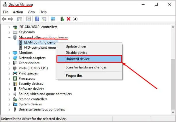 Why Is My Mouse Moving on Its Own? 9 Ways To Fix It 15 uninstall-device