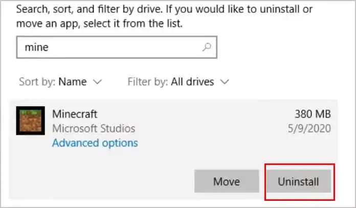 uninstall-monecraft