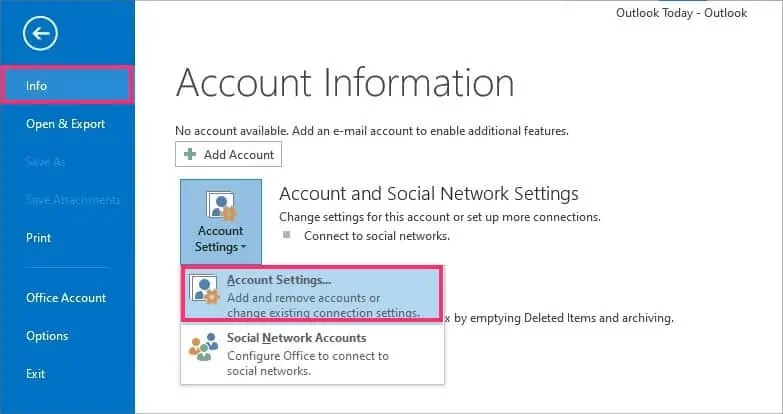 How to Repair Outlook Data with the SCANPST.EXE tool 4 Account-settings-1