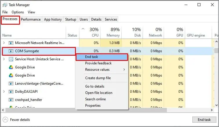 Fix: This Action Cannot Be Completed Because the File Is Open 21 com-surrogate-end-task