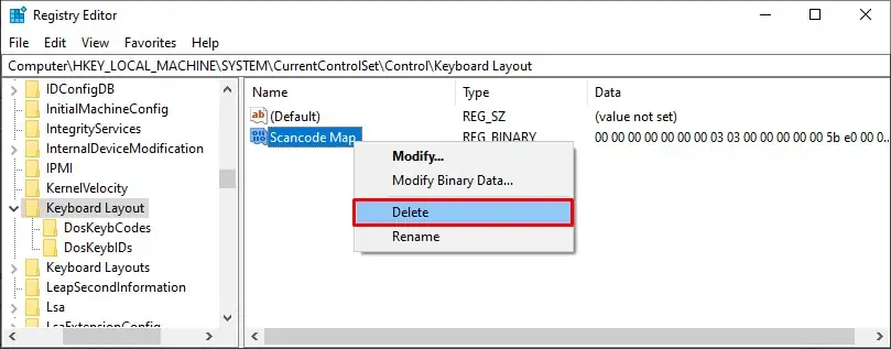 Why Is My Windows Key Not Working? How to Fix it 25 delte-scancodemap