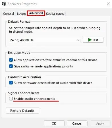 How to Fix "No Audio Output Device is Installed" Error 26 enable-audio-enhancement