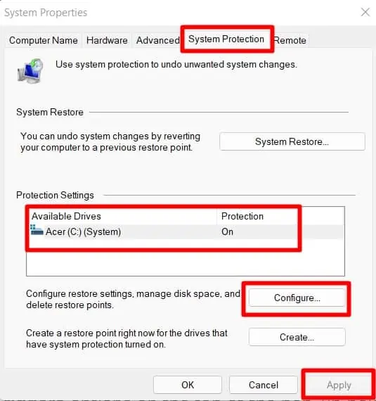 Deleted File Not in Recycle Bin? Here's How to Fix it 19 Create-a-restore-point-pop-up-box