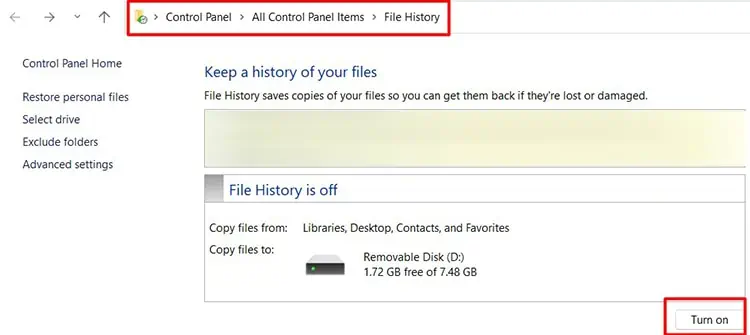 Deleted File Not in Recycle Bin? Here's How to Fix it 25 File-History-Turn-on-Procedure