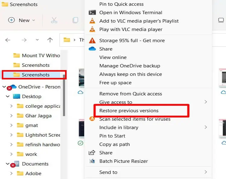 Deleted File Not in Recycle Bin? Here's How to Fix it 14 Open-restore-previous-version-settings