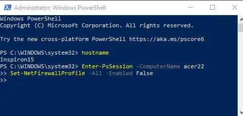 Powershell-remote-disable-firewall