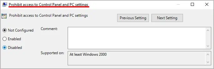 How to Fix if Settings Won’t Open in Windows 21 Prohibit-Access-to-the-Control-Panel-and-PC-Settings