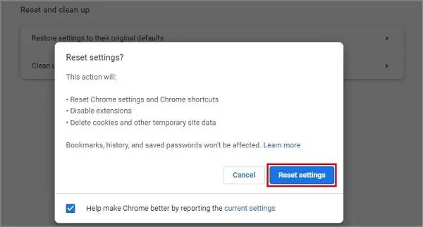 Fix: reCAPTCHA Not Working - Chrome, Firefox, Edge, Safari 5 Reset-Google-Chrome-Settings-to-default
