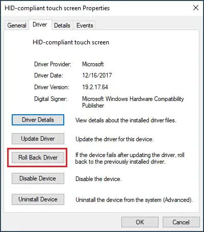 Roll-back-touch-driver