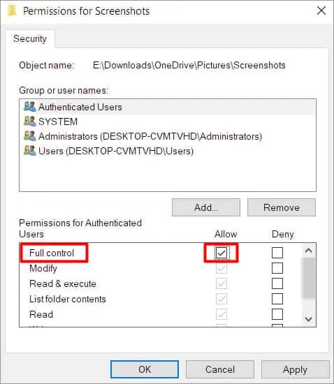 Can't Find Screenshots in Windows? Try These Fixes 4 Screenshot-folder-permission