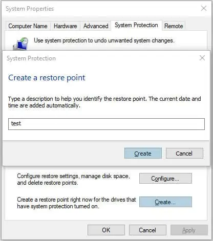 How To Backup Registry in Windows 10 create-restore-point