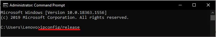 ipconfig-relaese