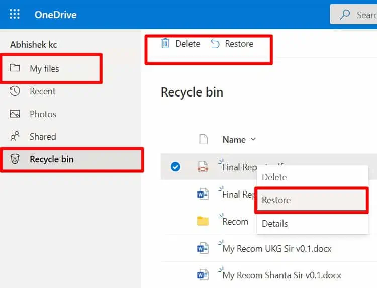 Deleted File Not in Recycle Bin? Here's How to Fix it 17 one-drive-recycle-bin-section