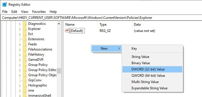 How to Fix There Are Currently No Power Options Available 11 registry-new-DWORD-value