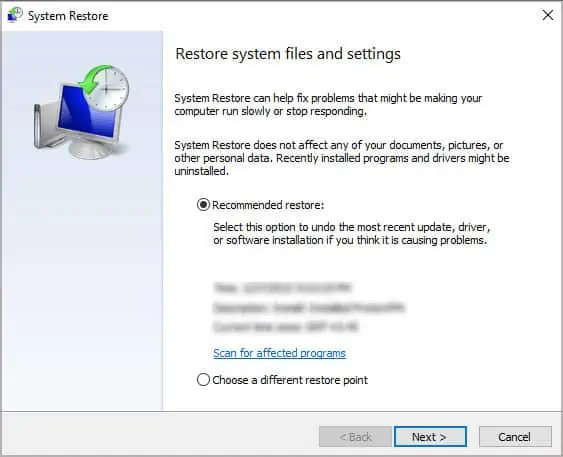 How to Fix if Settings Won’t Open in Windows 24 restore-system-files-and-settings