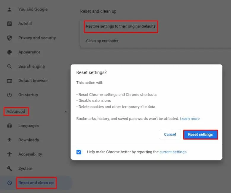 How to Fix “No Valid Sources Are Available For This Video.” 19 Chrome-reset-Settings-1