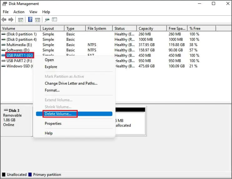 How To Delete/Combine Partition On USB Drive In Windows 14 Delete-volume