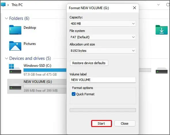 How To Delete/Combine Partition On USB Drive In Windows 21 Start-Format-1