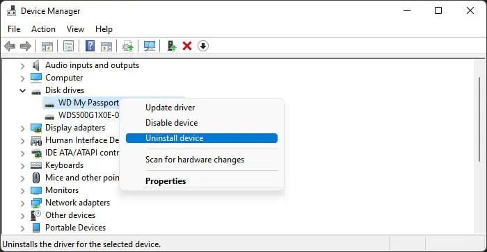 How To Fix External Hard Drive I/O Device Error In Windows 4 device-manager-hard-disk-uninstall
