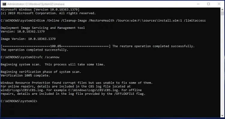 Windows Backup Not Working? Try These Fixes 10 dism-sfc-1