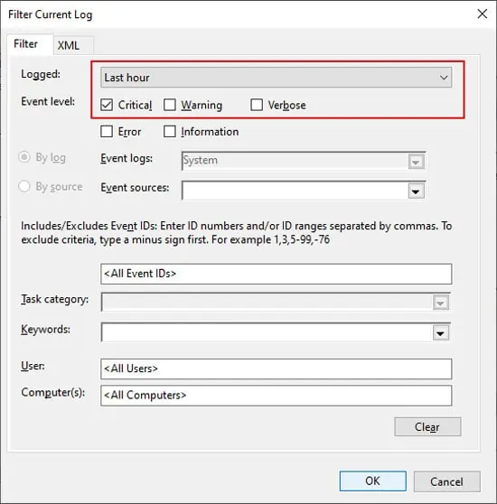 How To Fix External Hard Drive I/O Device Error In Windows 6 event-viewer-filter-critical