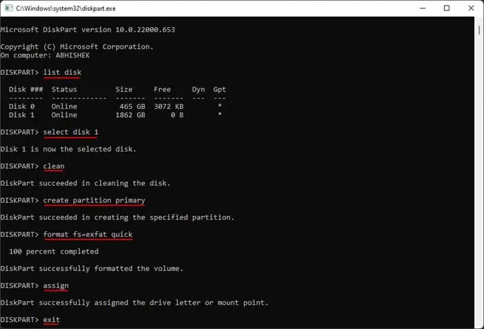How To Fix External Hard Drive I/O Device Error In Windows 7 format-hard-drive-diskpart-exfat-assign