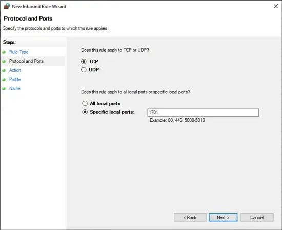 Fix: The Remote Connection Was Not Made Because The Attempted VPN Tunnels Failed 6 inbound-rule-port