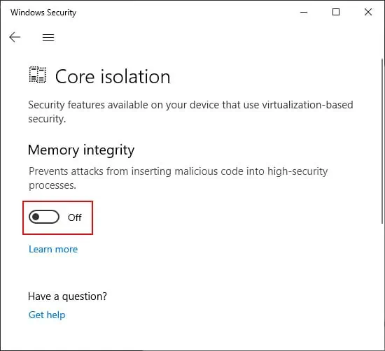 How To Fix Result Code: E_FAIL (0x80004005) 13 memory-integrity