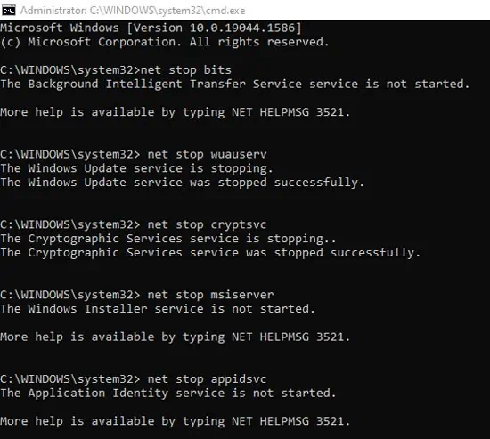 How To Fix Windows Update Error 0x80070002 5 net-stop-bits-wuauserv-cryptsvc-msiserver-appidsvc