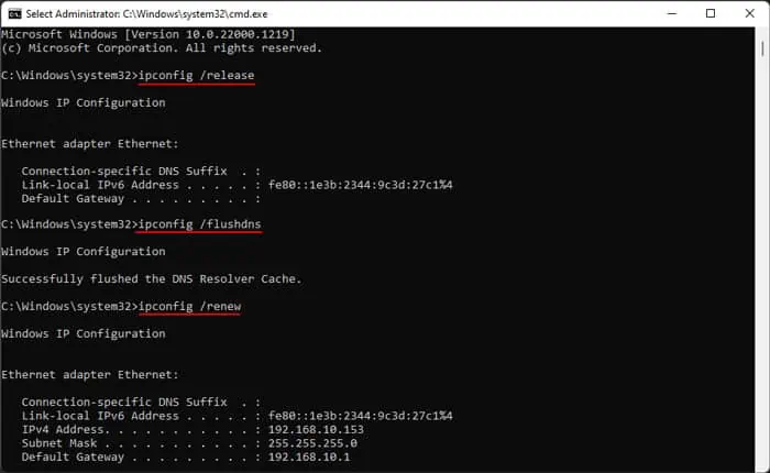 release-flushdns-renew