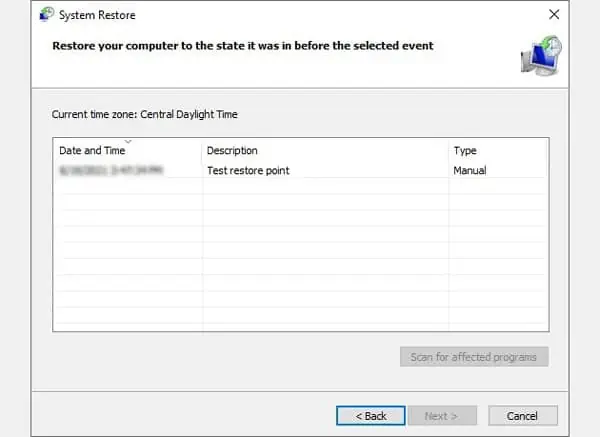 How To Repair Corrupted Windows Files 13 restore-point-sample