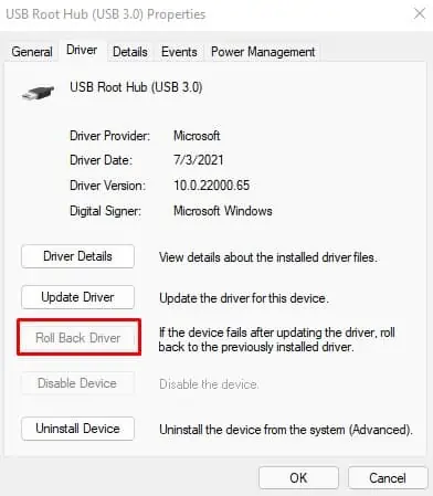 12 Ways to Fix “Unknown USB Device Descriptor Request Failed” 20 roll-back-usb-driver