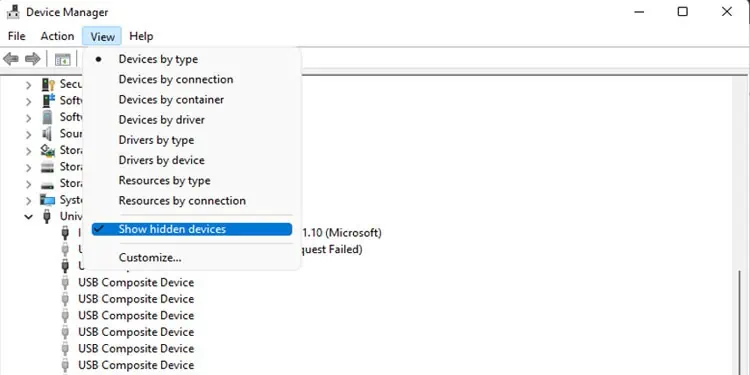 12 Ways to Fix “Unknown USB Device Descriptor Request Failed” 12 show-hidden-devices-device-manager