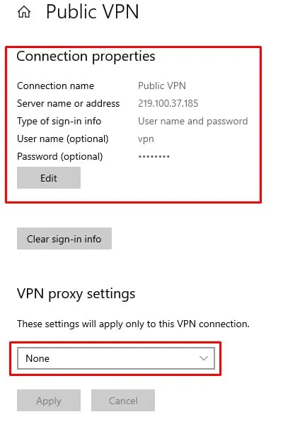 Fix: The Remote Connection Was Not Made Because The Attempted VPN Tunnels Failed 1 vpn-connection-properties-proxy-settings