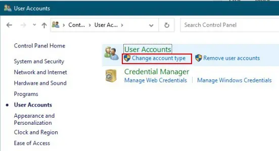 How to Add a User to the Administrator Group 20 Change-account-type-1-control-panel