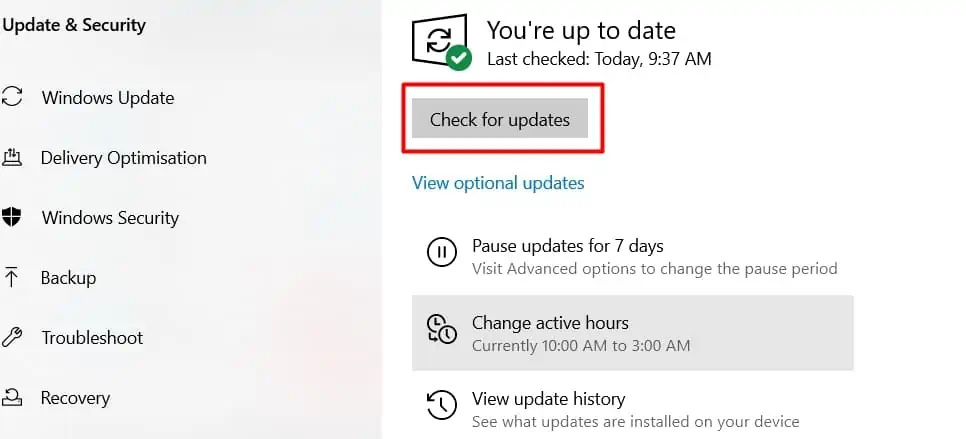 Solved: "The Procedure Entry Point Could Not Be Located" Error on Windows 13 Check-for-updates-1